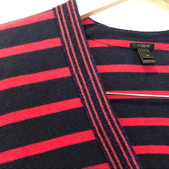 J. Crew Blue & Pink Metallic Striped Cardigan - Picture 5 of 13